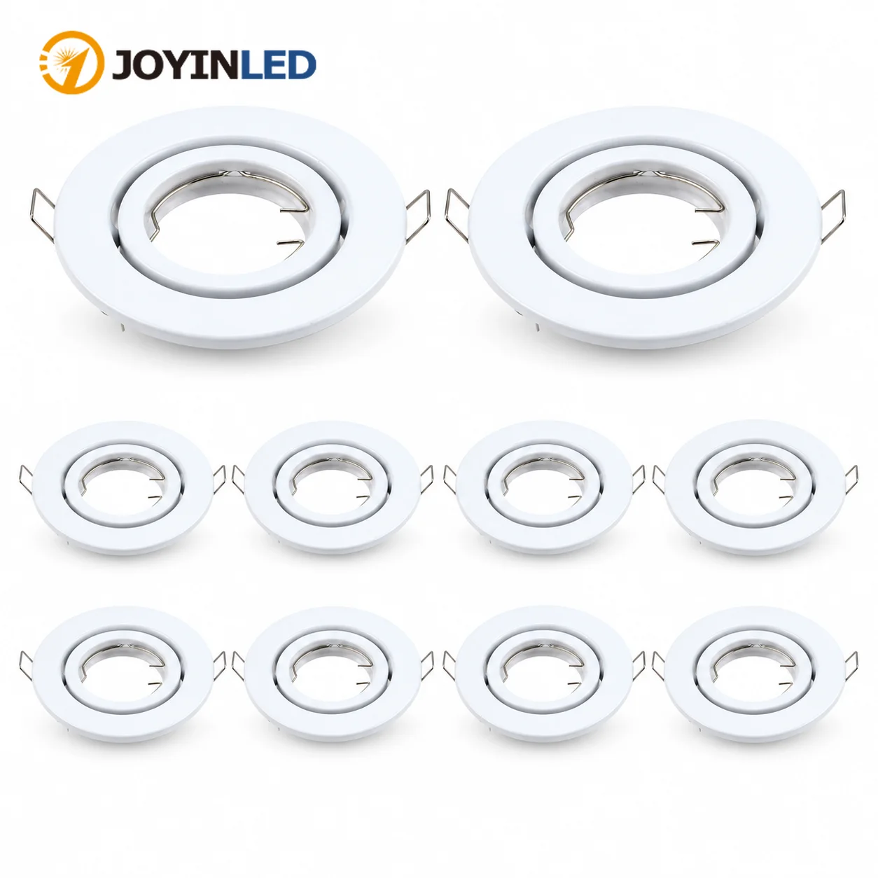 JOYINLED 1/10PCS Round Adjustable Recessed Spotlight Frame, GU10 MR16 Ceiling Downlight Holder for Living Room & Art Display