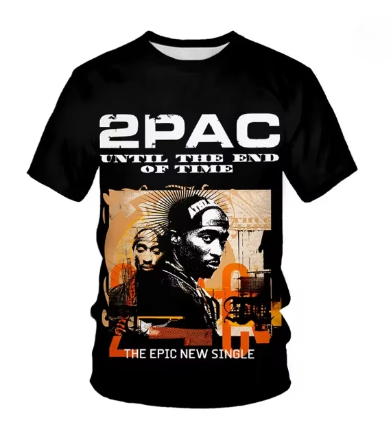 2Pac Hip Hop Short Sleeve T-shirt 3D Printed Casual Round Neck Top Men's Summer Sports Shirt Streetwear Men Clothing Harajuku