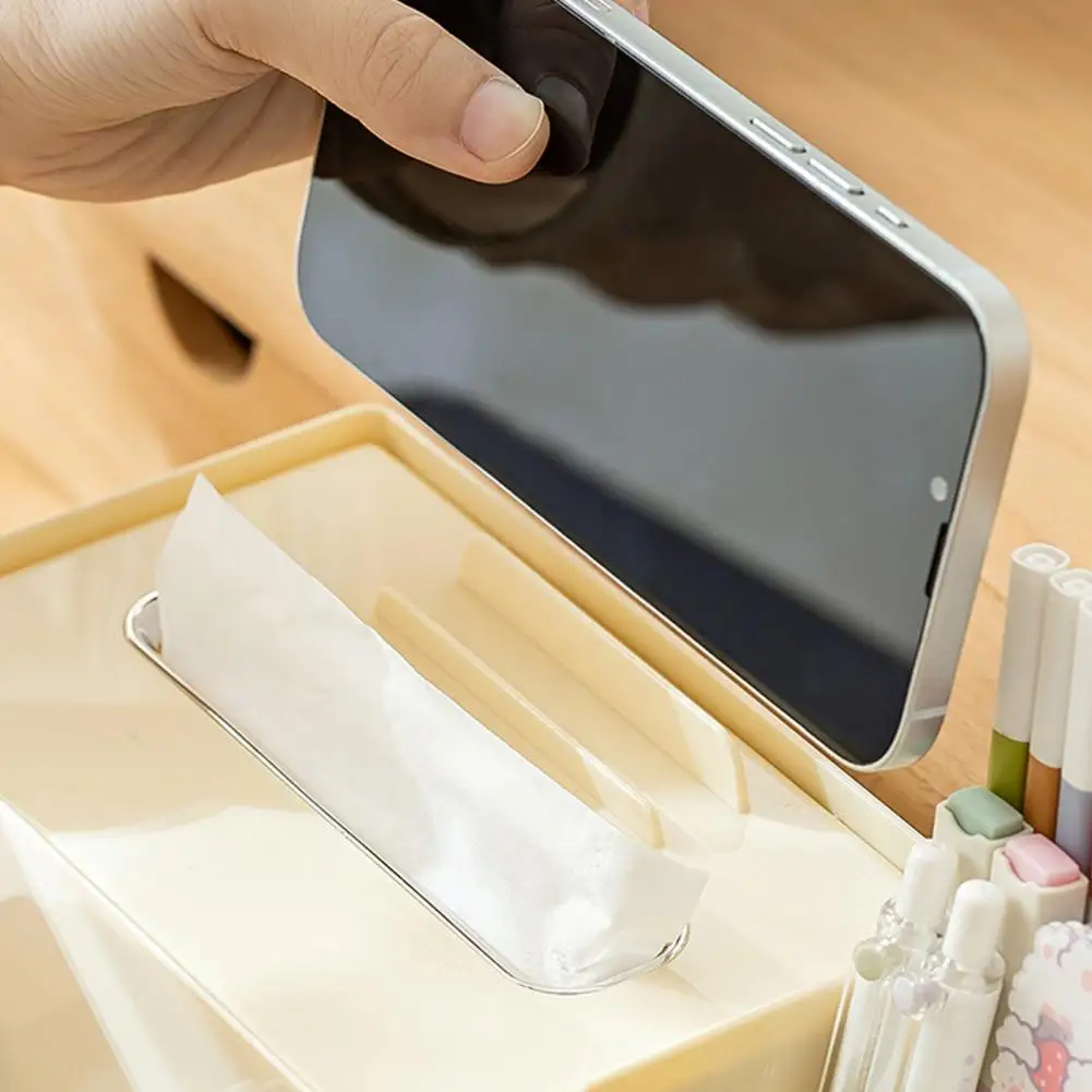 กล่องเก็บของทันสมัยโซลูชันการจัดเก็บเดสก์ท็อปกล่องกระดาษทิชชูทรงสี่เหลี่ยมดีไซน์ไม่ลื่นอเนกประสงค์สำหรับเครื่องจ่าย