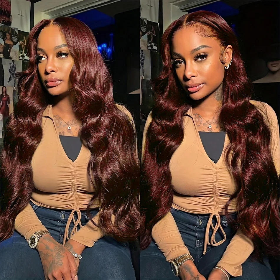 

Красно-коричневый парик из натуральных волос с волнистой текстурой, HD-кружевной фронтальный парик 13x4 13x6, прозрачный кружевной фронтальный парик, красно-коричневые цветные парики для женщин