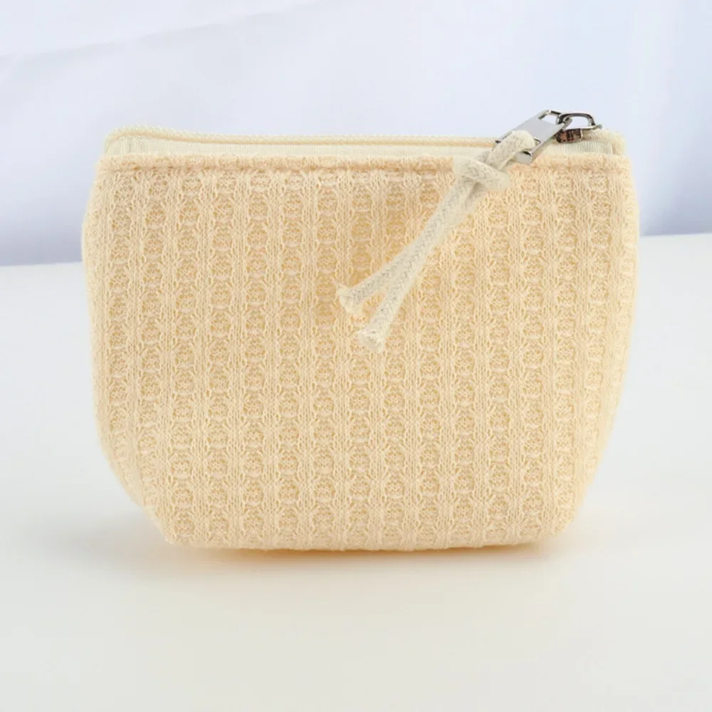 

Sweater Fabric Cosmetic Lipstick Storage Bag Zipper Design Large Capacity Coin Purse Multifunctional Makeup Bag Women Girls