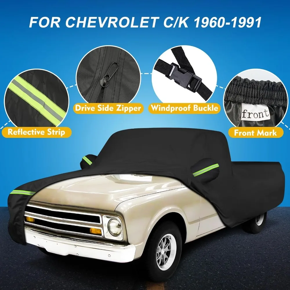 

Водонепроницаемый чехол для грузовика для моделей 1960-1991 годов с застежкой-молнией, всепогодный, защита от ветра, солнца, УФ-пыли, уличный автомобильный чехол