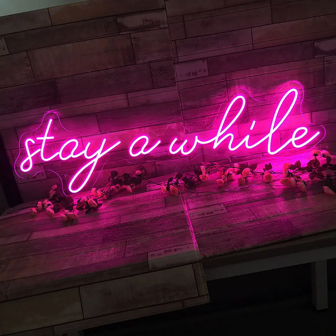 Stay a while neon sign, Custom neon sign, neon Sign Bar, Personalized Gifts, wedding neon sign led sign  party neon  room decor