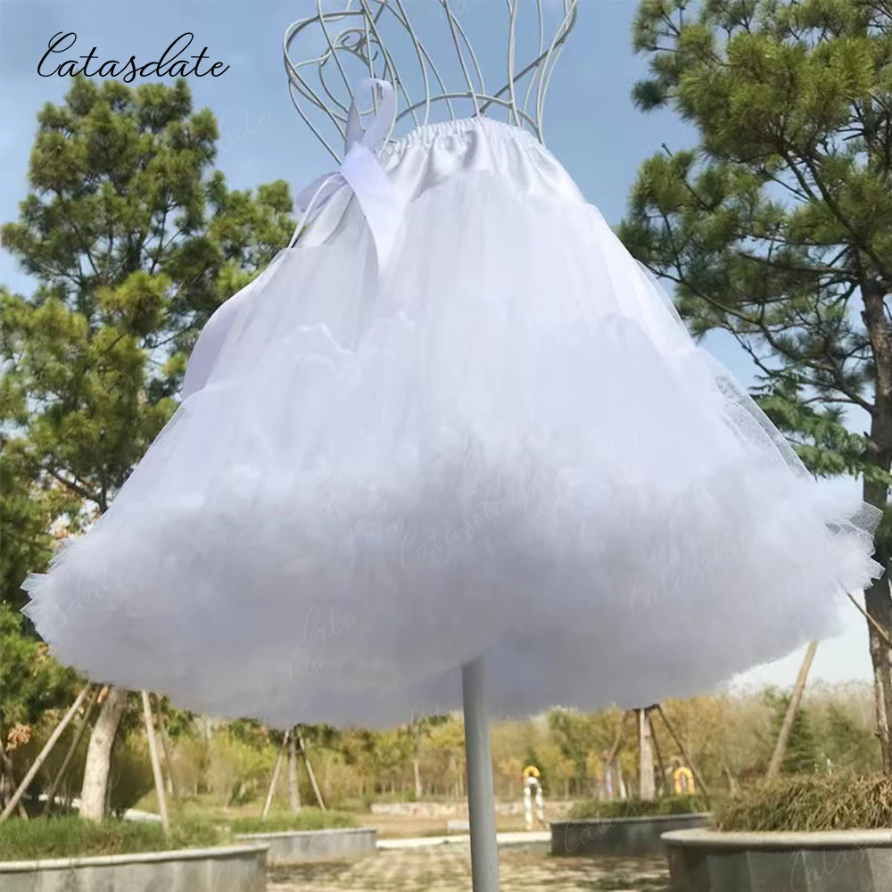 Catasdate Colorful Petticoat Women Elastic Puffy Tutu Skirt for Ballet Dress Fluffy Underskirt for Party with Tiered Layers