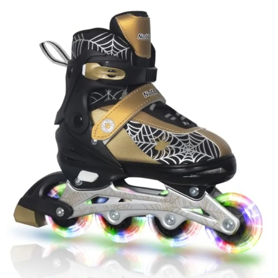 

Adjustable 's Inline Skates with PU Flash Wheels, Fun Inline Skates with Light-up Wheels, for Ages 4-12, Indoor/Outdoor Birthda