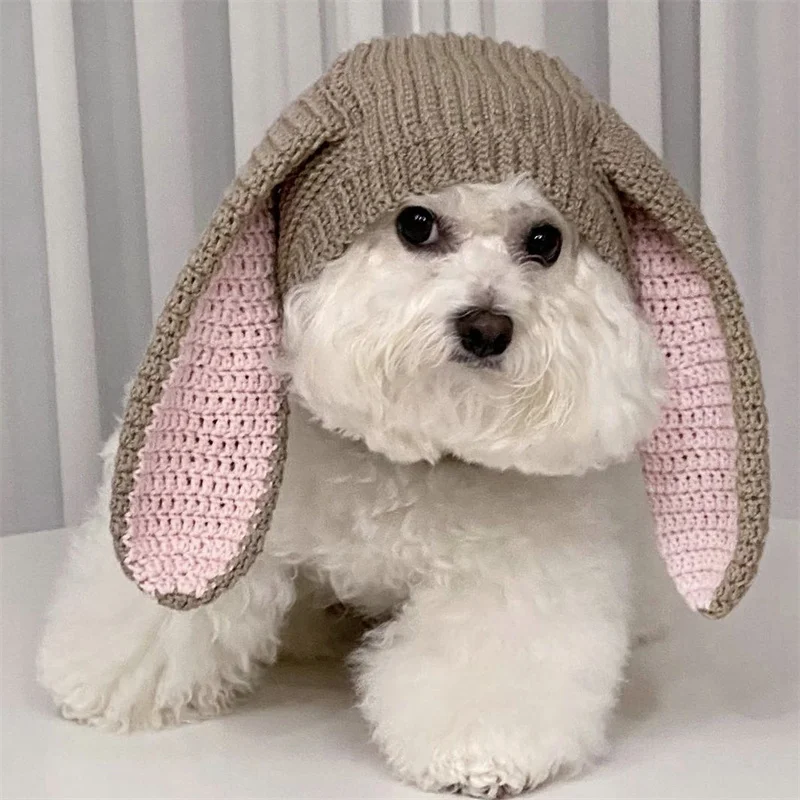 

Eccentric personality Rabbit ears style Pet cat hat Handmade crocheted Creative Cute cat hat For Pet party cosplay costume hat