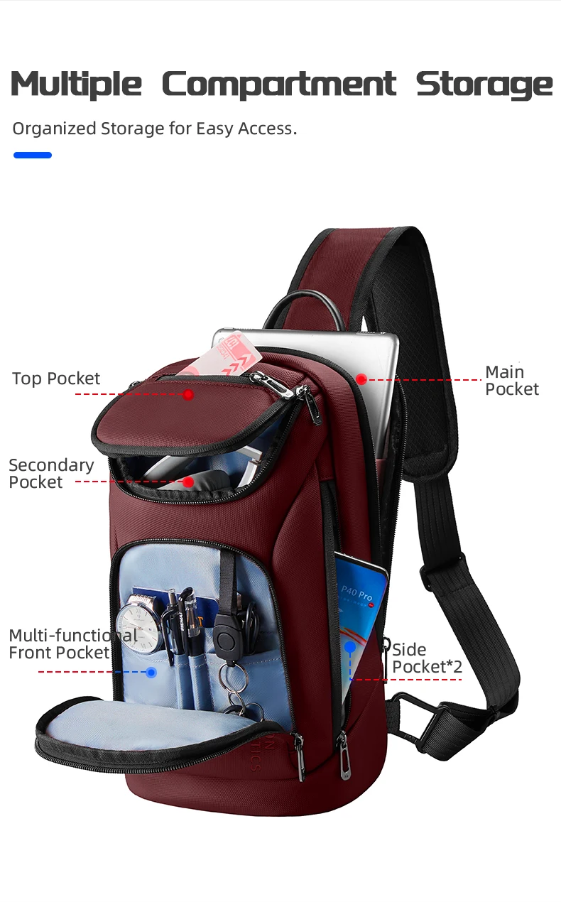 HK Multifunctional Business Chest Bag Waterproof and Scratch-Resistant Men’s Bag Lightweight High-End Fashionable Shoulder Bag