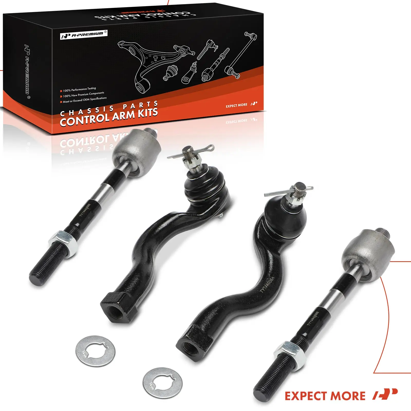 A-Premium 4x Front Inner and Outer Tie Rod End for Mitsubishi Montero 2001-2006
