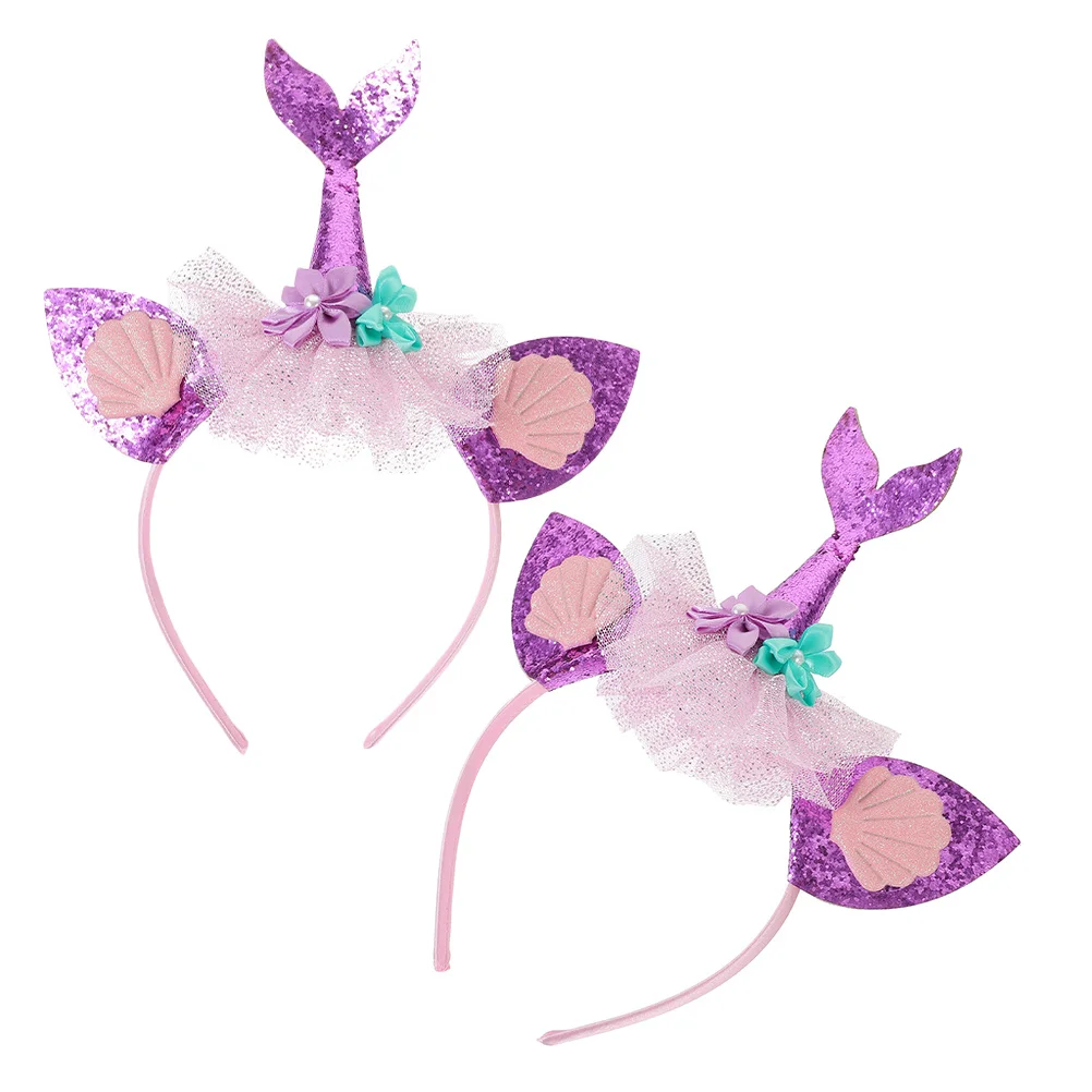 

2 pcs Mermaid Headbands For Baby Girls Soft Comfortable Hair Accessories Parties Daily Wear Photo Shoots Birthday Headdress