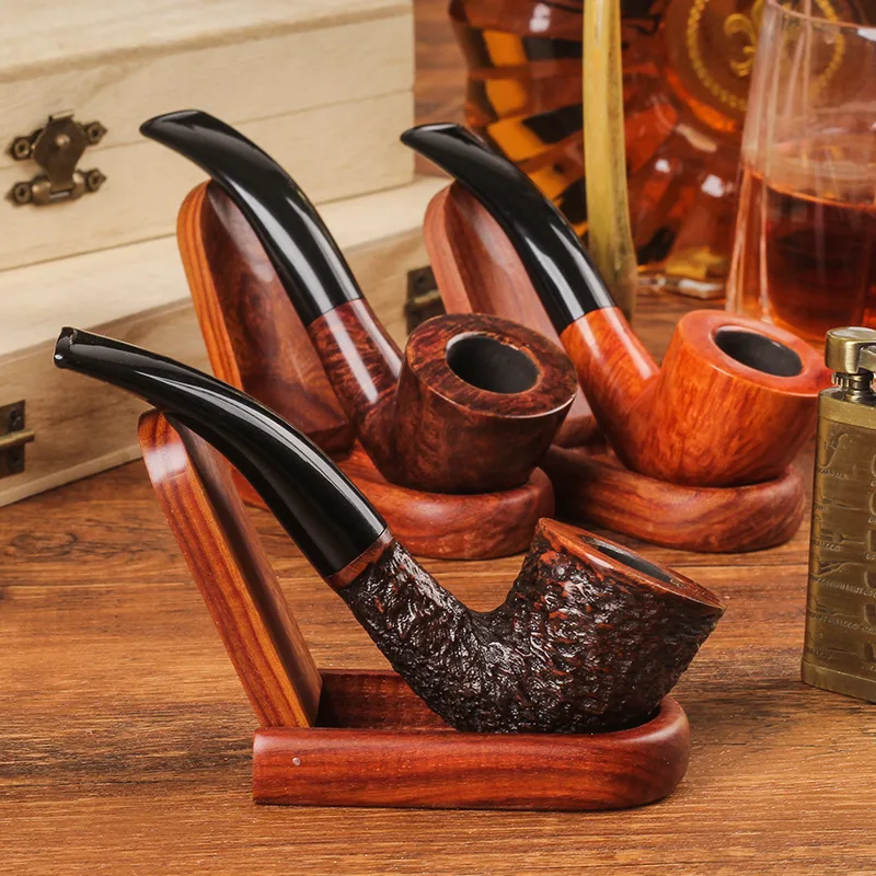 

New 1set Small Briar Smoking Pipe Free Tools Gift Set 9mm Filter Tobacco Pipe 3 Choice Briar Wood Pipe Set