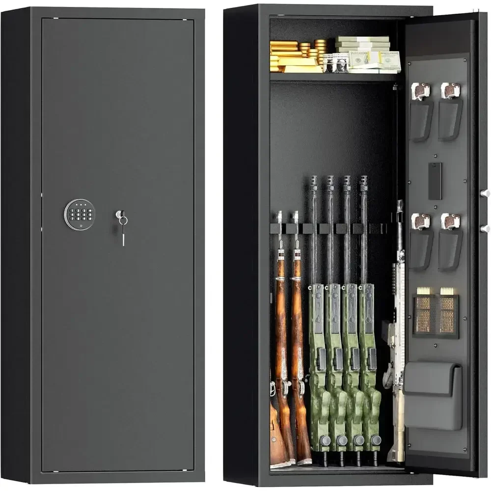 10-14 Rifle and Pistol Safes with Digital Lock and Adjustable Compartments for Home, Office, or Bedroom (Assembly Required)