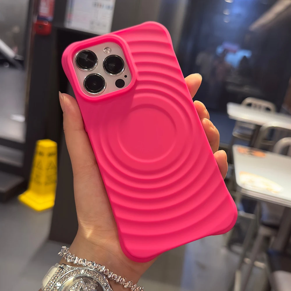 Fashion wave ripple pattern magsafe charging silicon case for iPhone 15 14 13 12 11 Pro Max Plus magnetic shockproof phone cover
