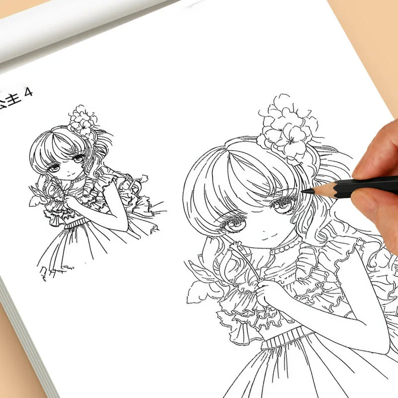 Girls Fashion Princess Drawing Workbook 48 Pages Elegant Anime Princess Dress Outline Tracing & Coloring Activity Book