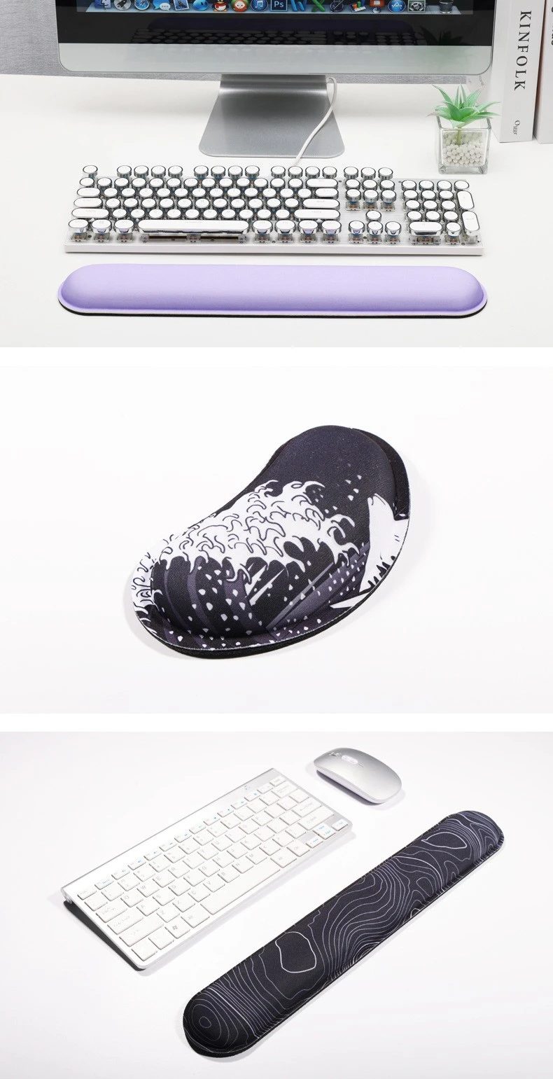 Schaumstoff-Handgelenkauflage Tastatur-Pad-Set 8 Farben Büro Gaming Ergonomische Rutschfeste Schreibtischunterlage – Detail 9
