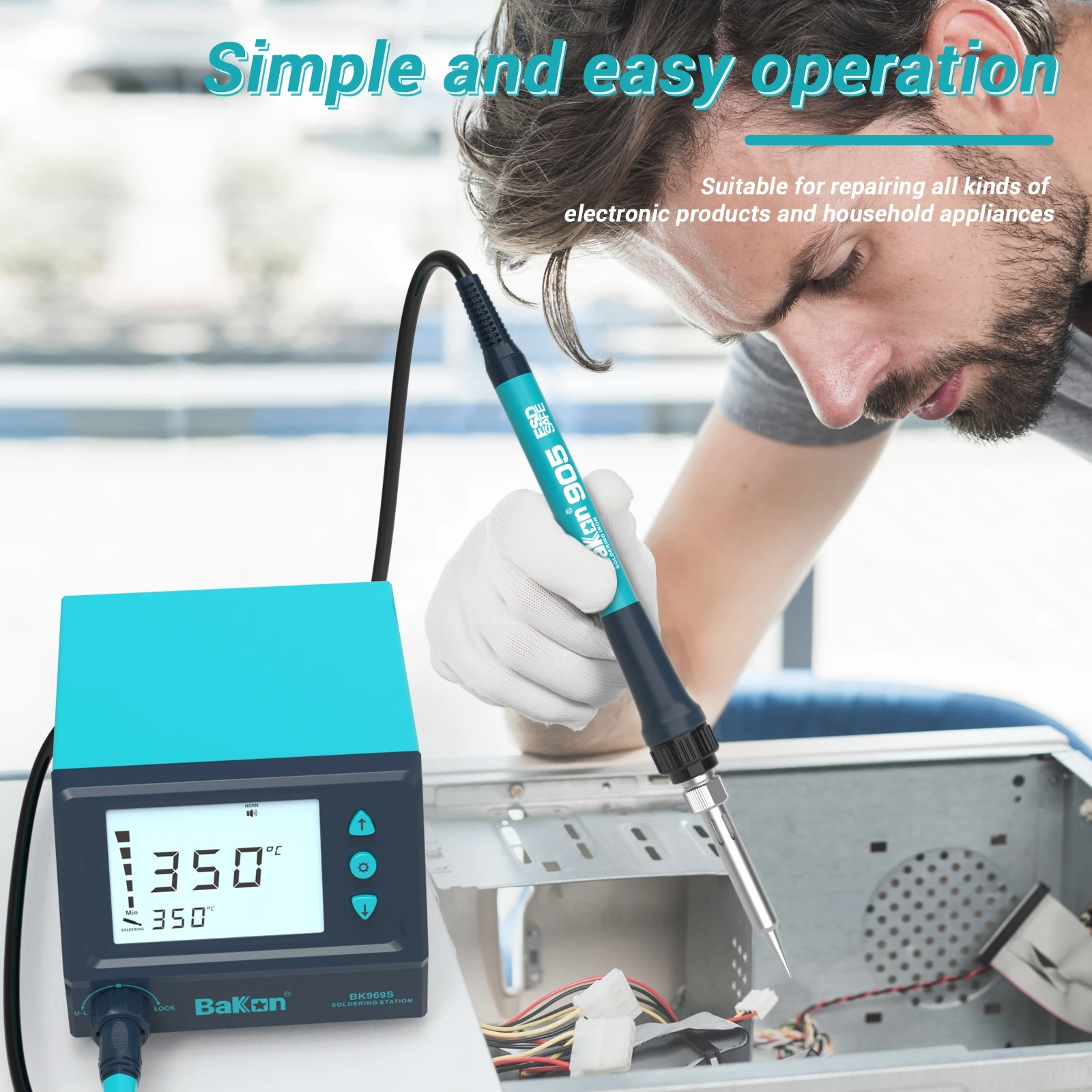 Bakon BK969S soldering station t12 heating core 60W large screen digital display lead-free constant temperature soldering machin