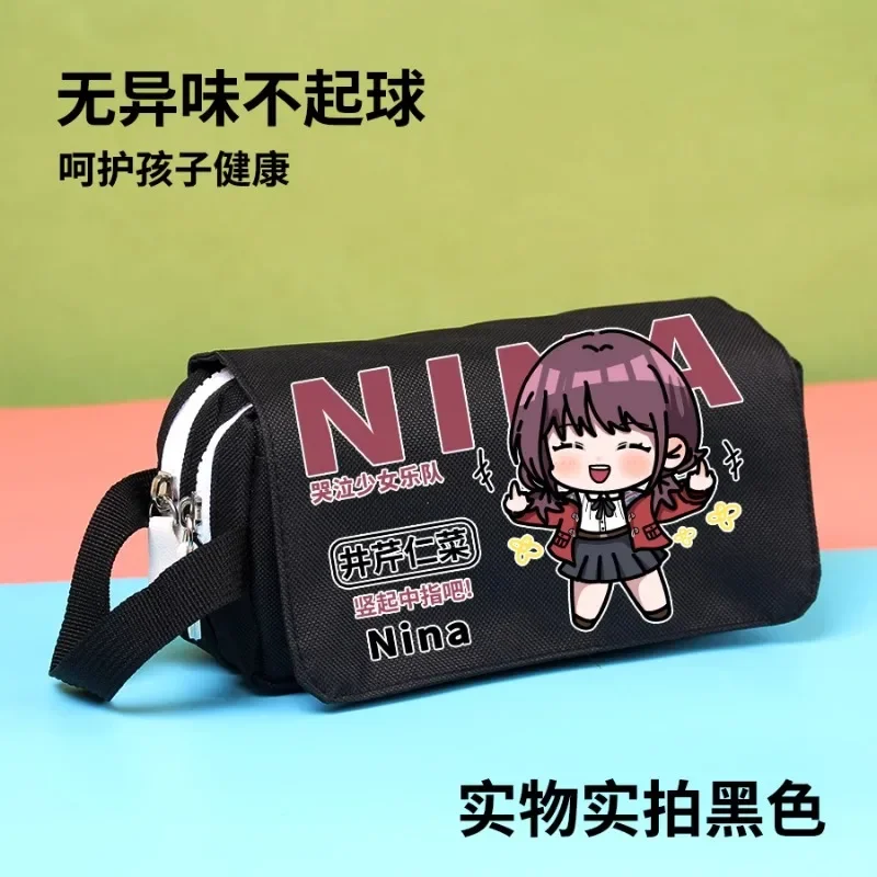 Anime GIRLS BAND CRY Cosplay NINA ISERI Campus Student Large Capacity Portable Flip Pencil Case Stationery Gift