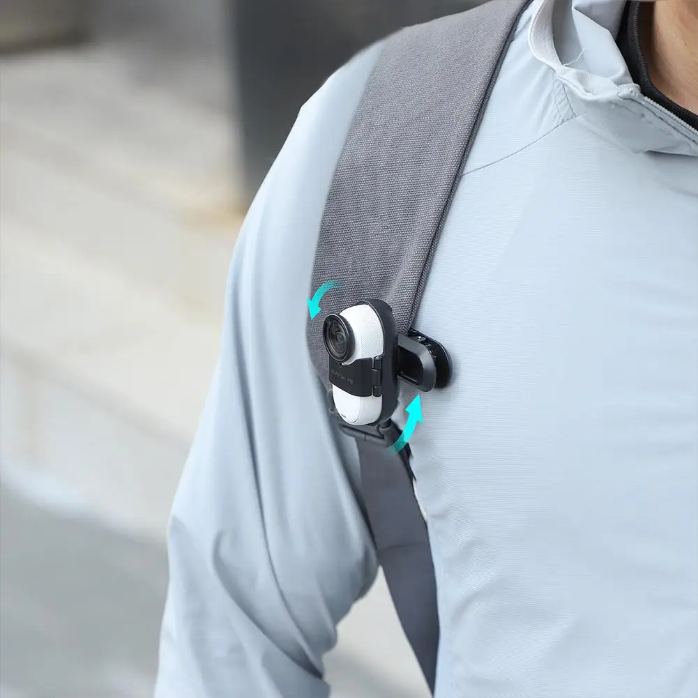 Supporto per clip per zaino per Insta360 Go 3S/Go 3 Anti-Shake Antiscivolo Rotazione a 360° Clip per fotocamera sportiva Accessori per fotocamera
