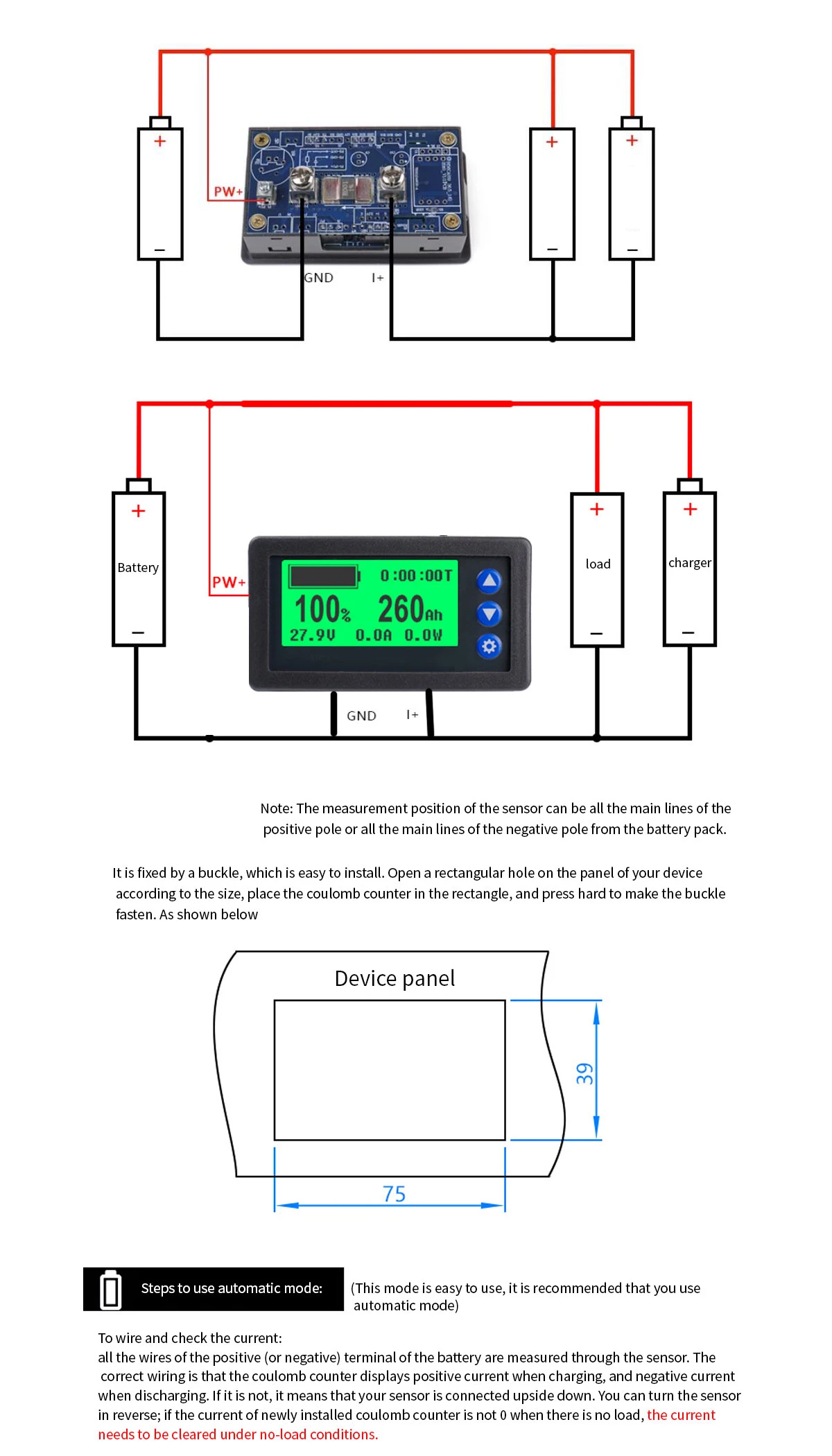 Battery Monitor Coulomb Meter 20A 50A 100A Lifepo4 lead-acid Li-ion lithium capacity power display 12V 24V 36V 48V 60V BMS shunt