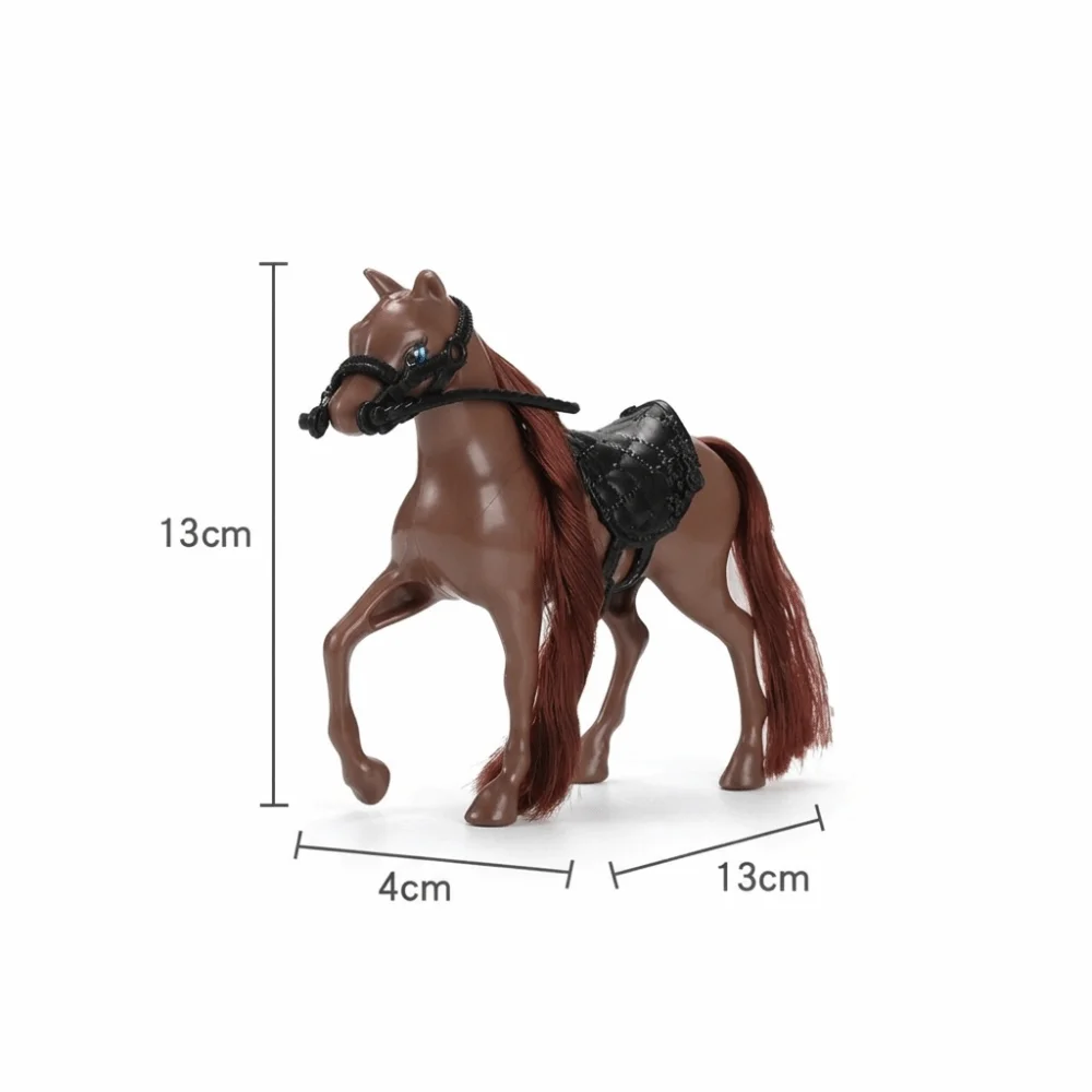 Gifts PVC Toy Horse Figurine Movable Head Long Mane Horse Model Removable Saddle Fantasy Horse Toy For Playing House