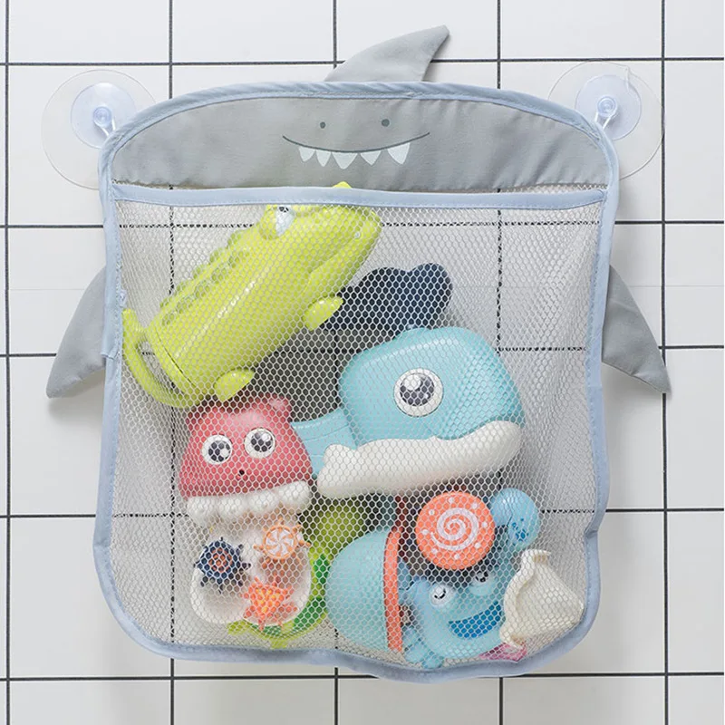 New Baby Bathroom Mesh Bag Sucker Design For Bath Toys Kids Basket Cartoon Animal Shapes Cloth Sand Toys Storage Net Bag