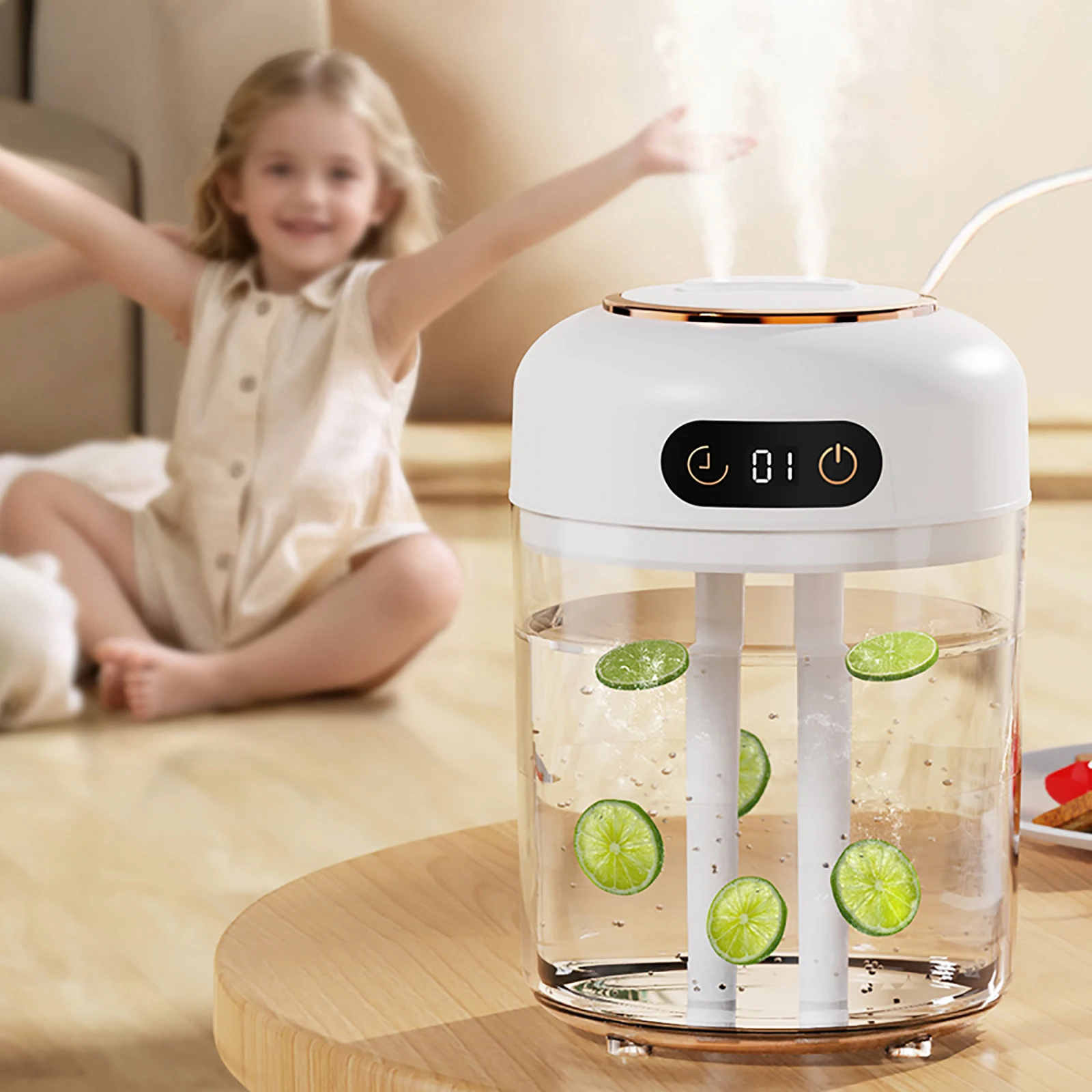 4.5L Cool Mist Humidifier for Home Quiet Design with Dual Nozzles Suitable for Bedrooms Baby Nurseries Plants