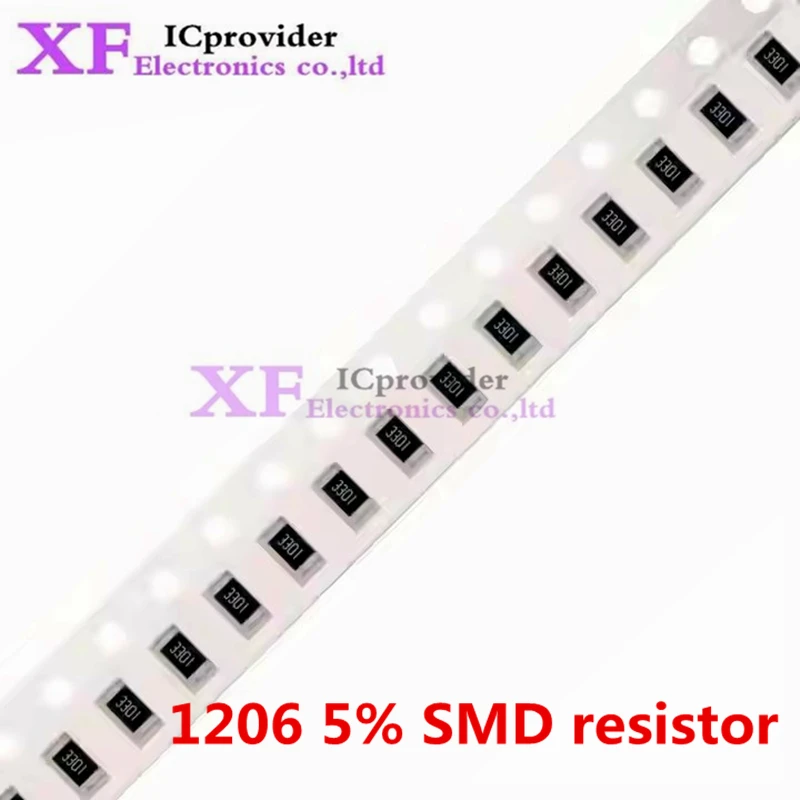 100pcs 1206 5% SMD resistor 0R ~ 10M 1/4W 0 1 10 100 150 220 330 ohm 1K 2.2K 4.7K 10K 100K 1R 10R 100R 150R 220R 330R 470R 1M