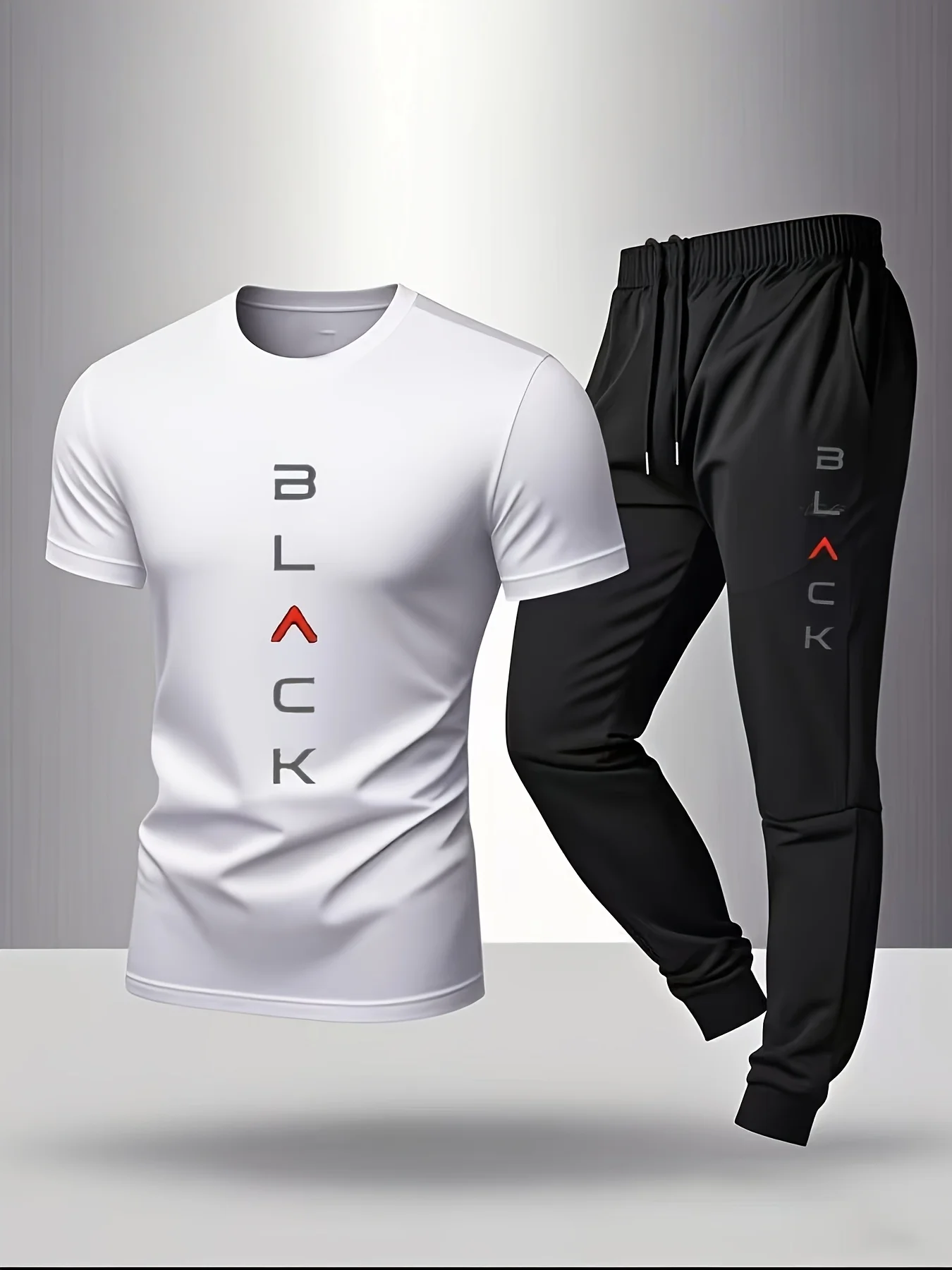 

Новый мужской спортивный костюм 2026 года с принтом, влагоотводящий, из быстросохнущей ткани, для футболок с коротким рукавом