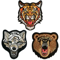 Tactical Bear Wolf tiger  Embroidery Cloth Hook Loop Patch Backpack Tactical Morale Badge Applique For Jacket Jeans bag Hat