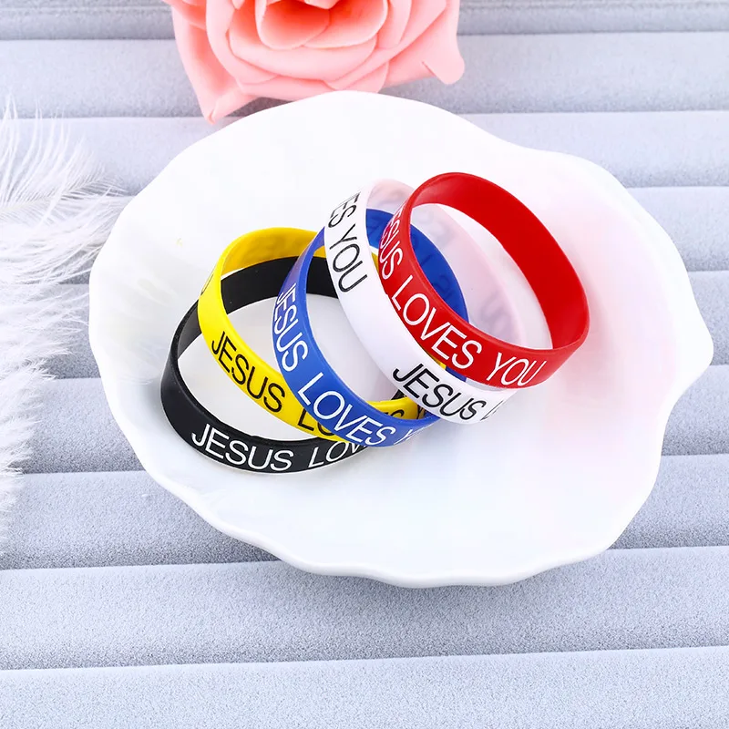FLOLA Multi Colors Jesus Silicone Bracelets Fashion Sport Fitness Rubber Adjustable Wristband Bracelets & Bangles Gift brta68