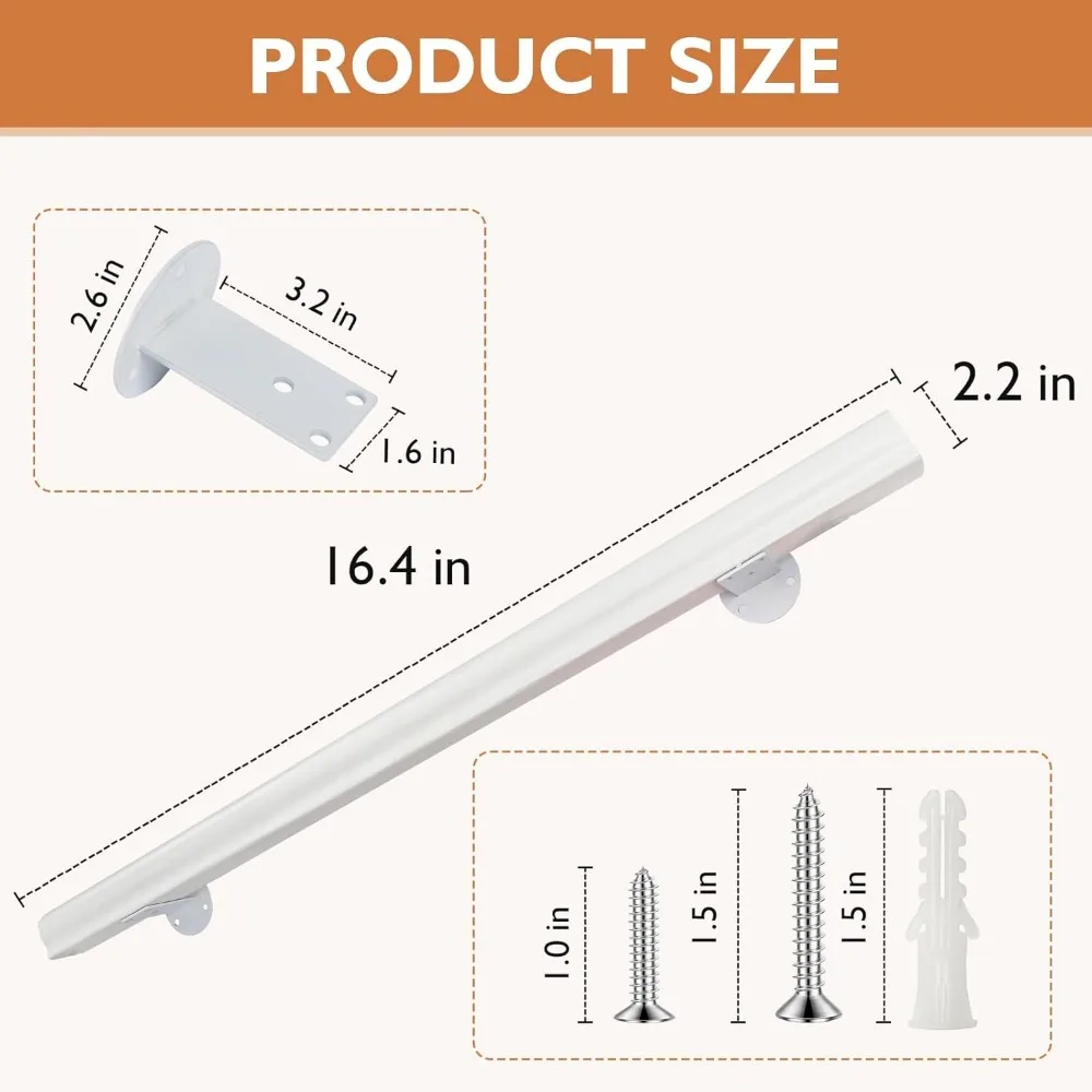 درابزين درج من الخشب الصلب بطول 3 أقدام، درابزين سلالم داخلية وخارجية، مثبت على الحائط، تصميم أمان غير قابل للانزلاق للاستخدام الداخلي والخارجي #2