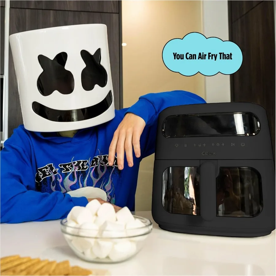 مقلاة هوائية رقمية x Marshmello 8.0 QT مع تقنية TurboCrisp تعمل باللمس ومؤقت التحكم في درجة الحرارة والإغلاق التلقائي بالكامل