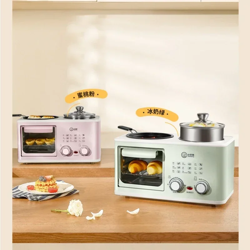 4-in-1 breakfast machine, household small oven, multifunctional steaming, boiling, frying and baking integrated pot