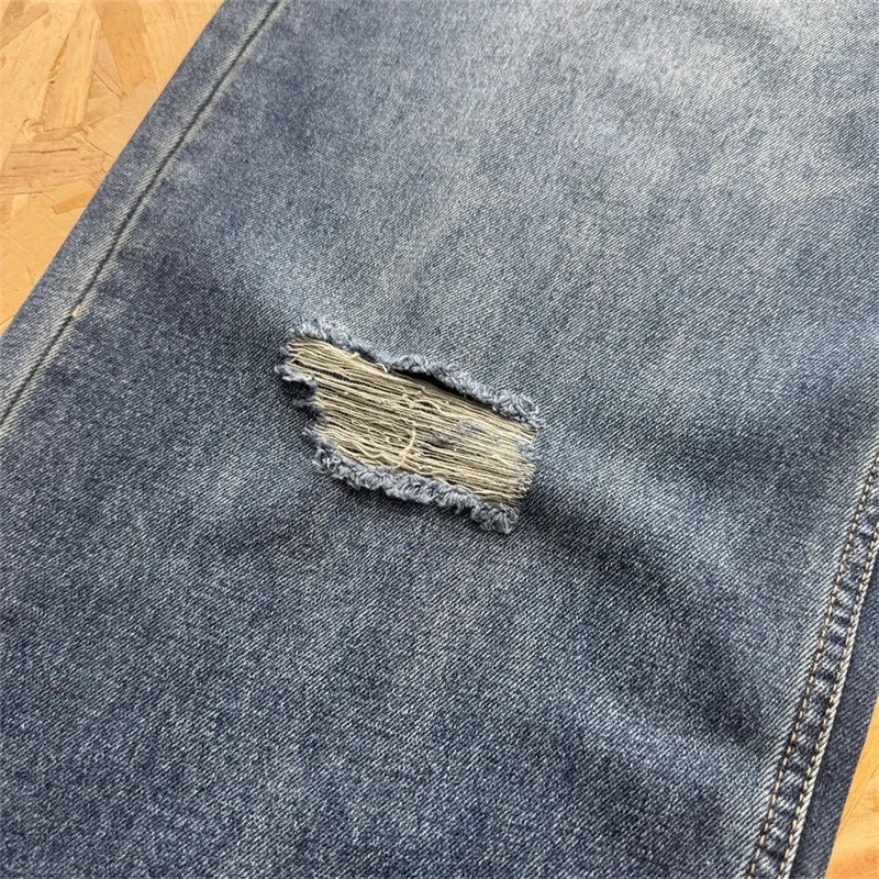 Derschutze جينز الخريف حديقة عدن الرجعية المتعثرة المطرزة الدنيم ملابس رجالية النساء السراويل الطويلة #5