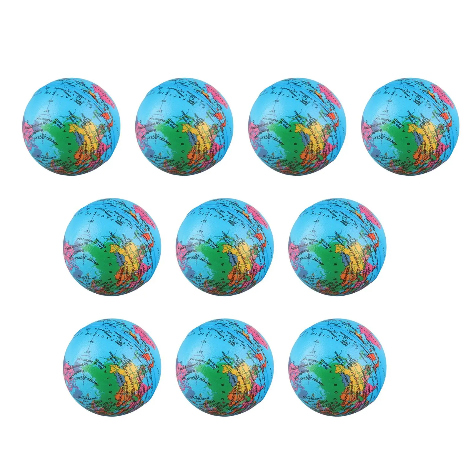 10pcs Globe Squeeze Stress Spongy Balls World Stress Sponge Ball Stress Relief Toy