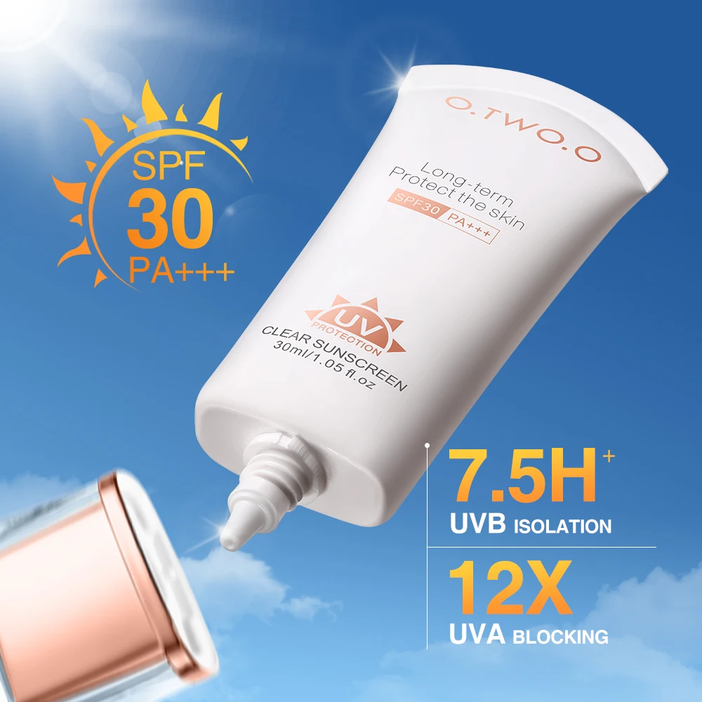 O.TWO.O مكياج أساس كريم واقي من الشمس للوجه كريم SPF30 + تبييض مسام غير مرئي يضيء الرطوبة التمهيدي للوجه