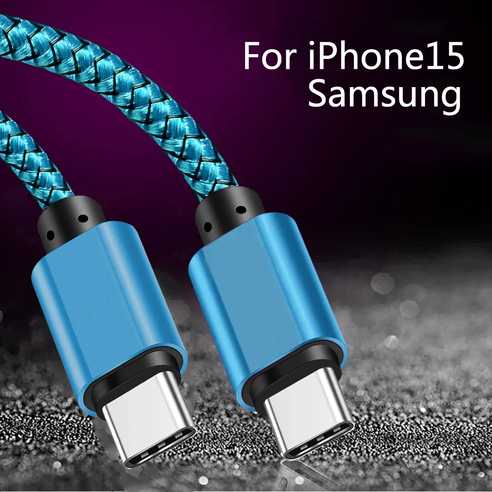 USB C-to Type C Expansion Link Cable PD60W 5A Fast Charging Charger 1M Nylon Data Cable For Apple 15 Ipad Huawei Xiaomi Sam image 3