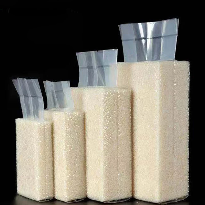 0.2mm Vacuum Plastic Box Rice Storage Bag Hot Sealing Pack Bags Thick Clear Food Shaped Packaging Tea Beans Square Store Pouches