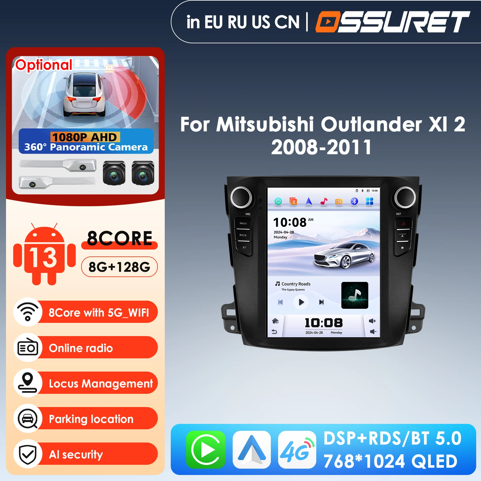 

Pro AI System 4G 2Din Android 13 Car Radio for Mitsubishi Outlander Xl 2 2008-2013 Multimidia Carplay Stereo GPS 9.7"Tesla Style