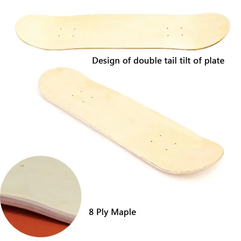 8-Layer Maple Blank Double Concave 79x19cm Skateboards Natural Deck Skateboards Deck Wood Maple 8 Inch Double Rocker Skate Board