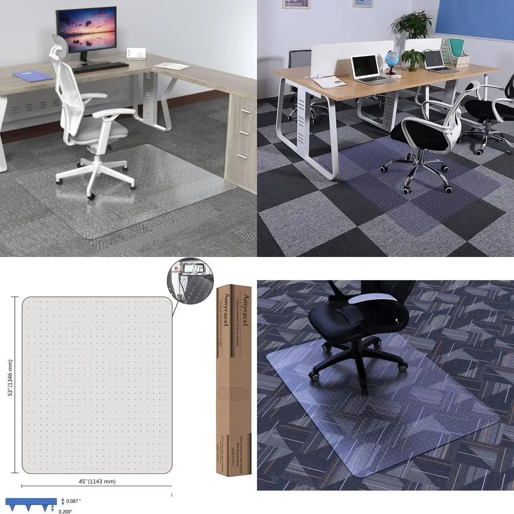 

Clear 45 x 53 Chair Mat for Low Pile Carpets - Protective Floor Cover for Home or Office