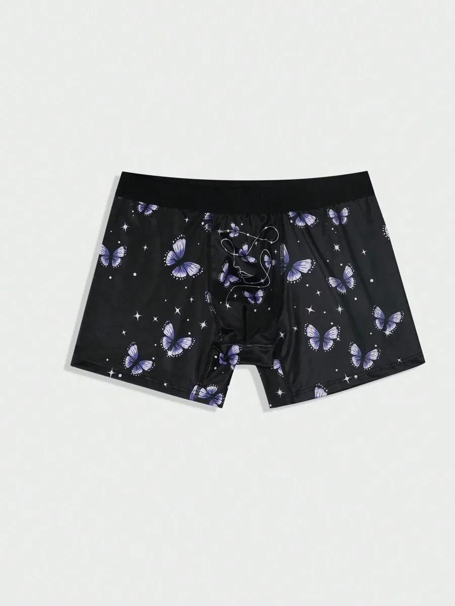 

Mens Butterfly Print Boxer Shorts With Star Pattern