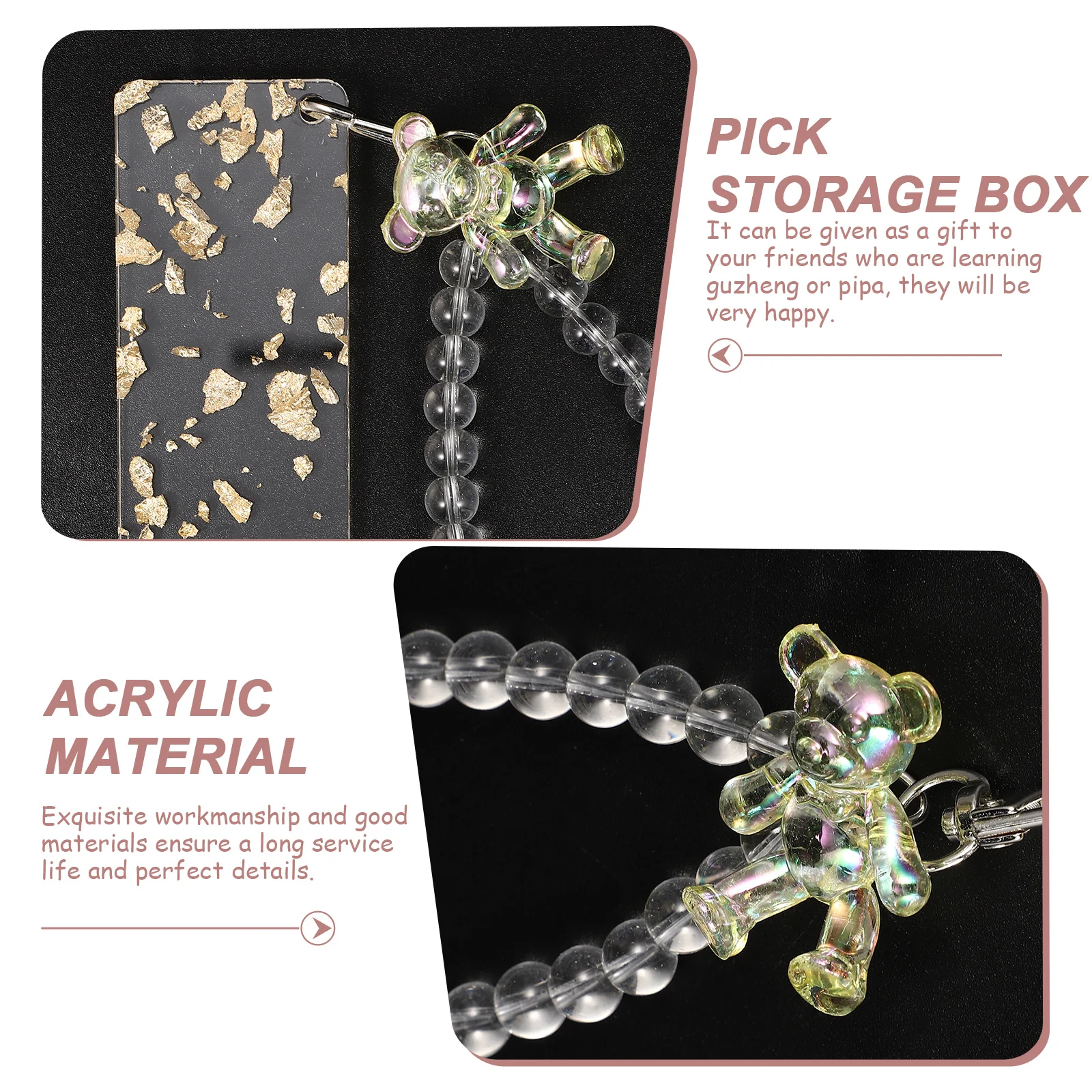 

2pcs Guzheng Picks Organizer Board Acrylic Wear Resistant Smooth Surface Pick Storage For Pipa Finger Nails Holder Chinese