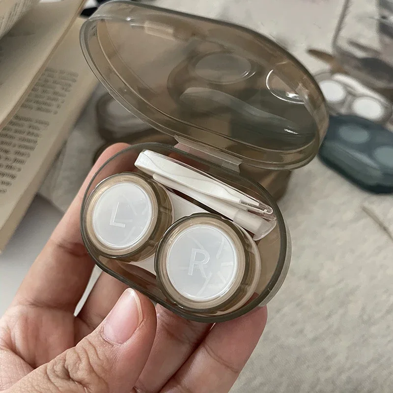 Women Transparent Contact Lense Case Cute Clear Solid Color Contacts Lens Container Case Girls Small Portable Contact Lenses Box