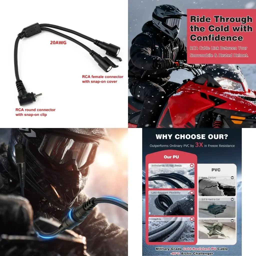 Universal Heated Visors Cable For Motorcycle And Snowmobile Helmets Safe And Energy Efficient Operation