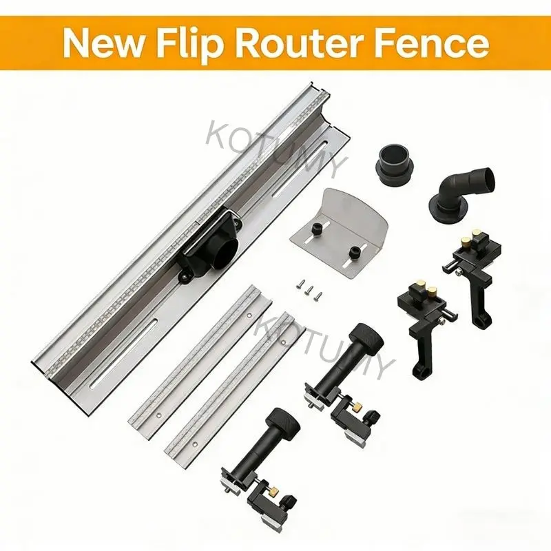 New Table-Mounted Wood Router Flip-Mount Modified Trimmer with Fence Slide Slot T-Slot for DIY Woodworking