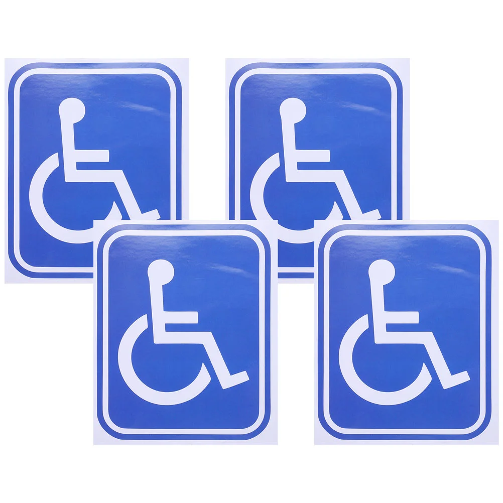 4 Pcs Wheel Chairs Adhesive Disabled Wheelchair Sign Sticker Decorate for Car Window Self Stickers Disability Office