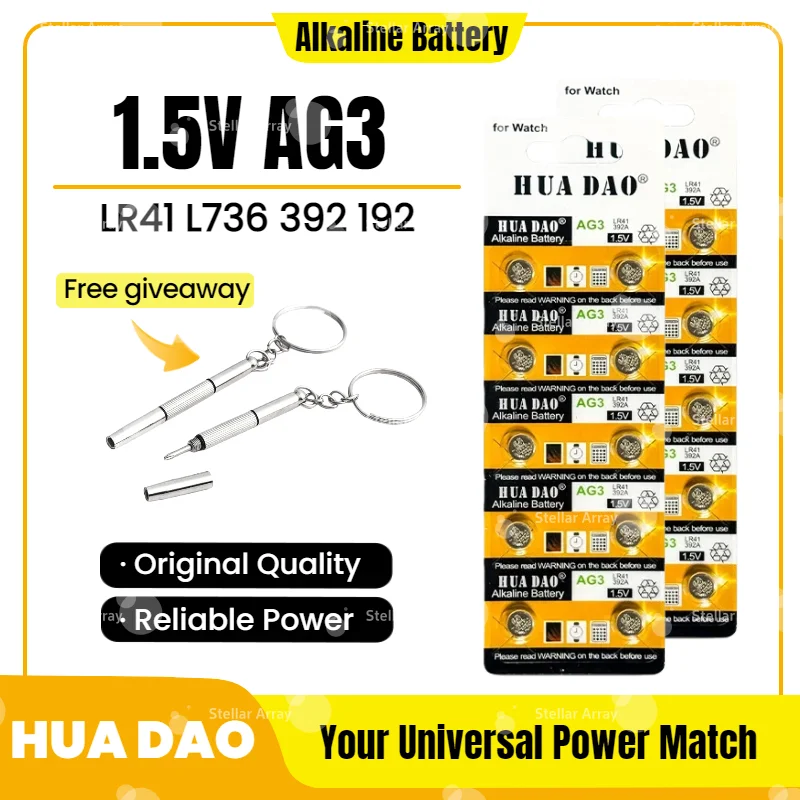 

LR41 Battery AG3 L736 392 384 192 1.5V High Capacity Alkaline Button Cell for Medical Devices Hearing Aid Glucose Meter
