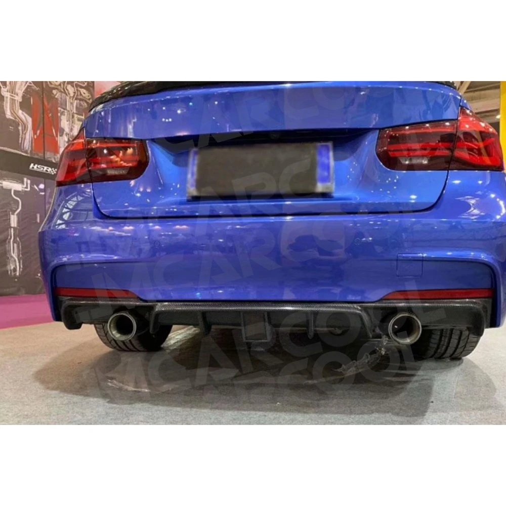 ألياف الكربون شفة ممتصة للصدمات الخلفية الناشر مع مصباح ليد لسيارات BMW 3 Series F30 F35 M Sport 2012-2018 FRP الوفير سبويلر تصفيف السيارة #5