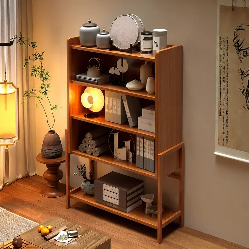 Solid Wood Chinese Tea Cabinet with Glass Door Dustproof Display Rack for Purple Clay Teapot Tea Set Storage Living Room