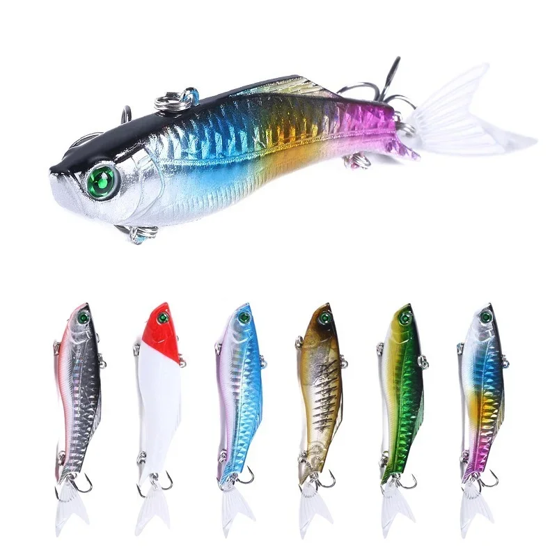 1pcs 8cm 22.5g Sinking VIB Lure No Rattling Ball Artificial Wobbler Hard Bait Lipless Crankbait Winter Ice Fishing Tackle